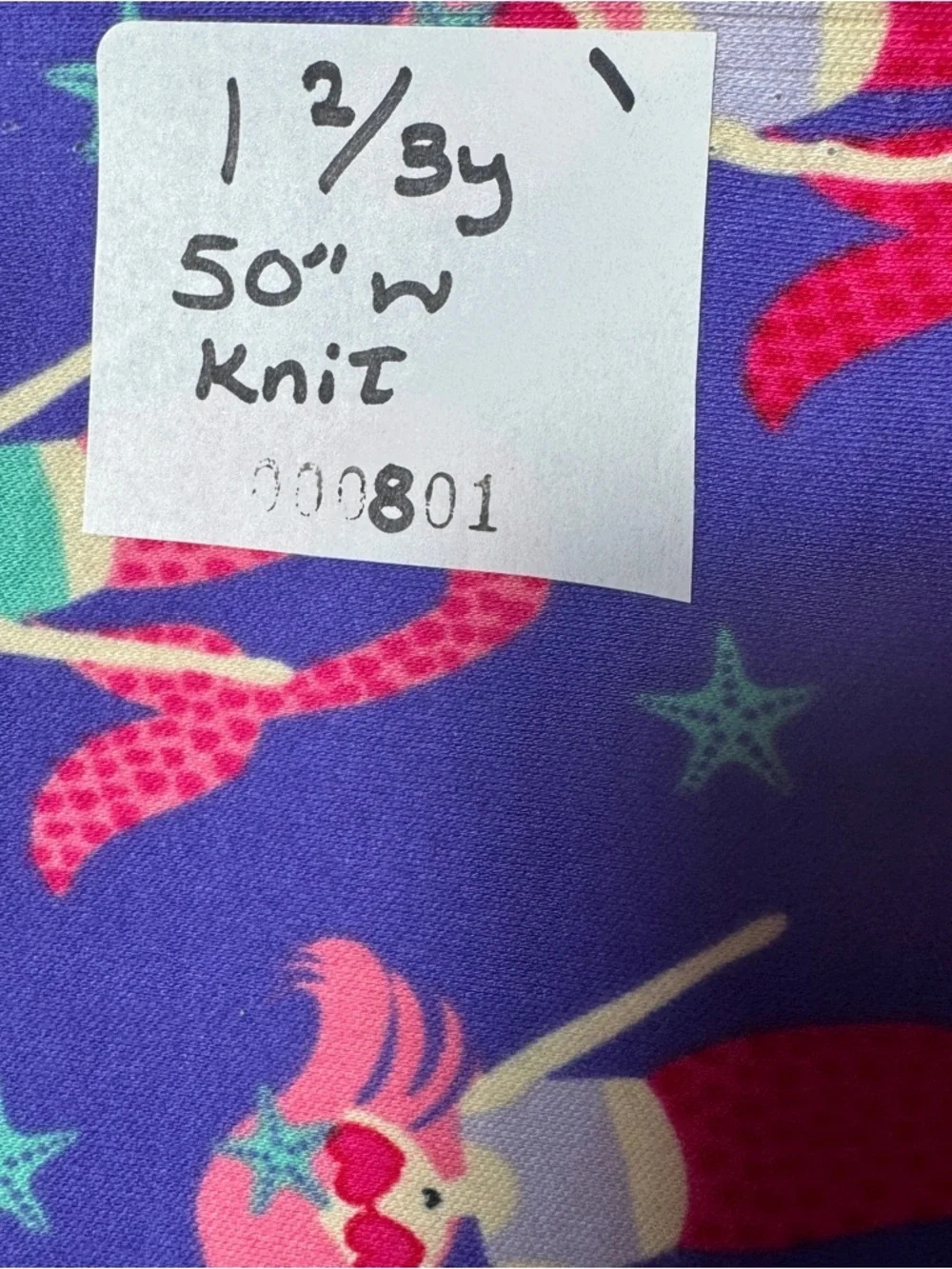 Mermaid Pattern Knit Fabric 1 2/3 yards x 50” wide - Pink & Blue #801
